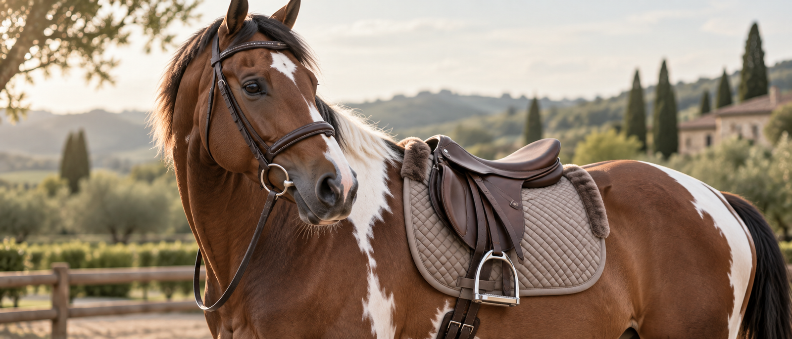 Horse and equestrian setting representing international wholesale supply
